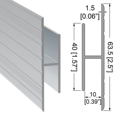 H-Shape Aluminium Extrusion for 10mm Panels (2mts)